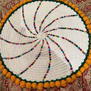 Colorful Beaded Crochet Round Mat